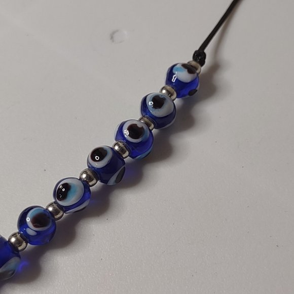 Weird Blue Eyeball Bead Adjustable Length Necklace With Letter M Pendant - Picture 5 of 11